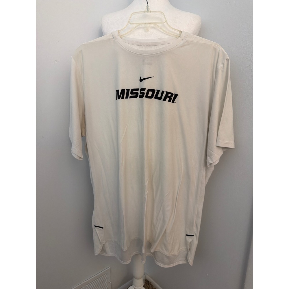 Nike Missouri Tigers Dri-FIT Shirt Mens XXL Cream Off White Athletic Tee Mizzou